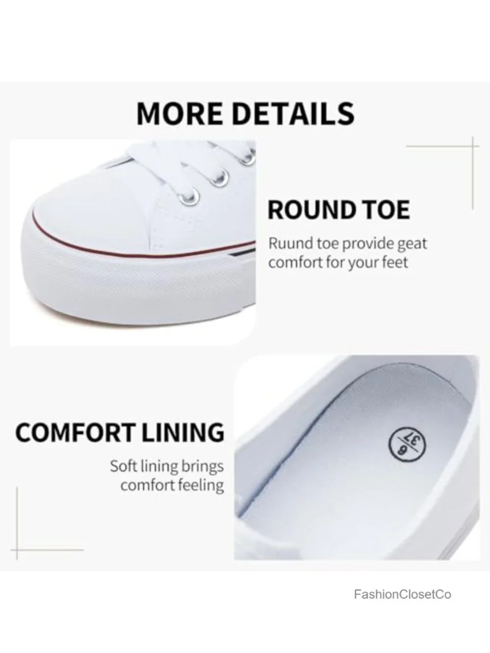 Women's Platform Canvas Sneakers Non-Slip Lace-Up Breathable Casual Walking
